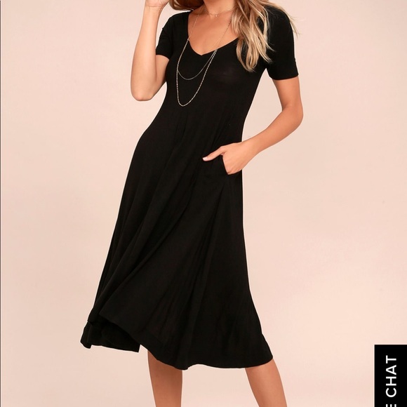 black midi swing dress